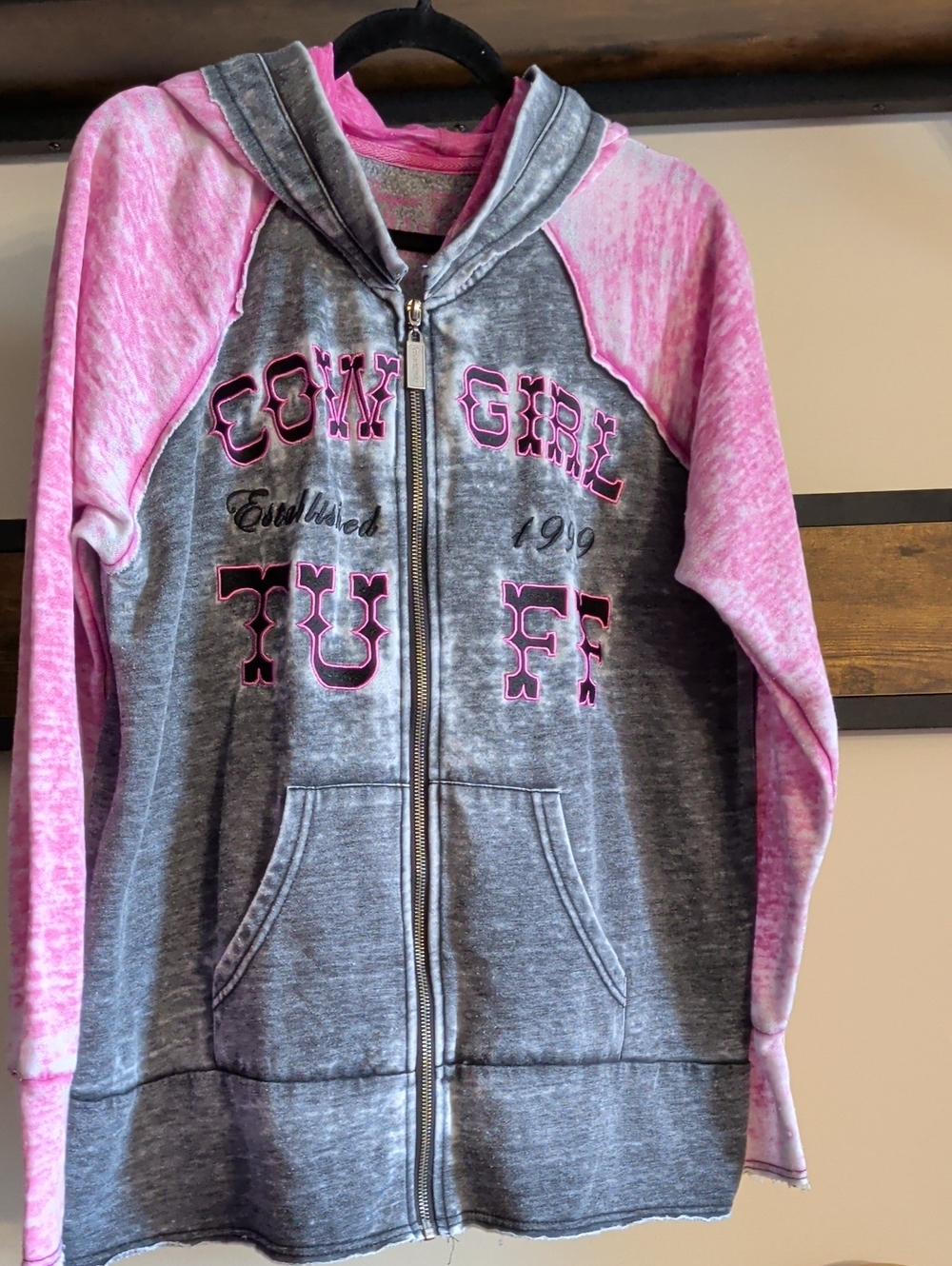 Cowgirl Tuff Pink & Gray Girls' Zip Hoodie